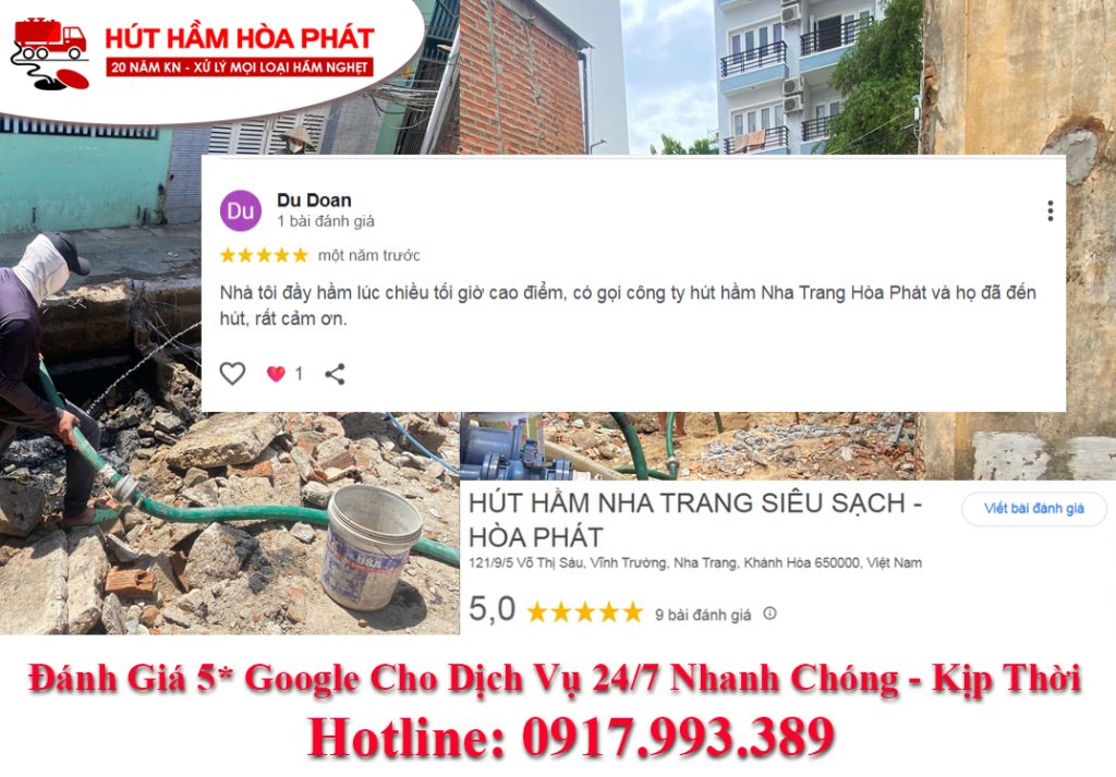 Đánh giá 5 * Google cho uy tín & chất lượng dịch vụ hút hầm cầu Hòa Phát NT Khánh Hòa